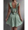 Ladies' Square Neck Bow Dress With Large Swing