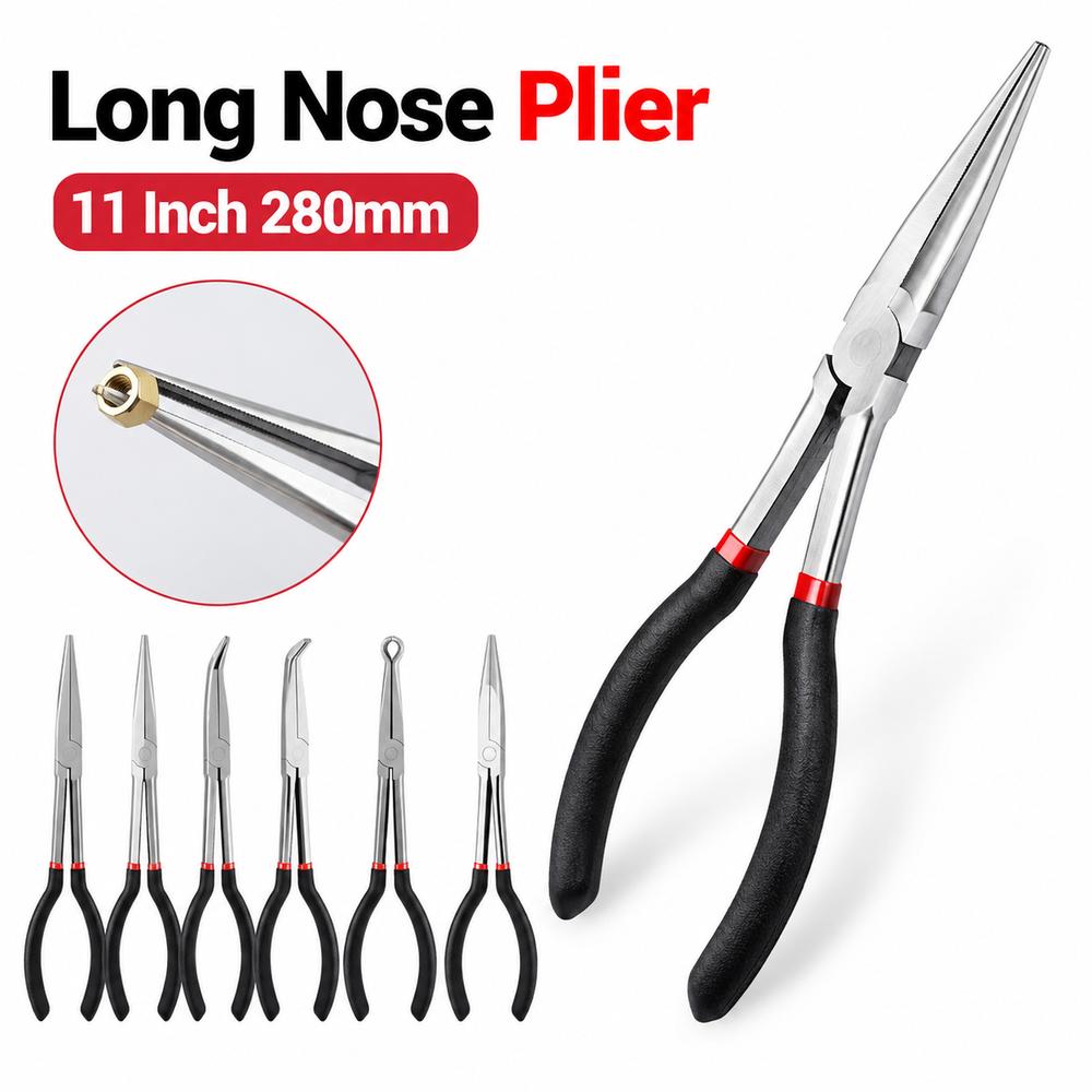 1Pcs 11 Inch Long Nose Pliers Plug Puller Pliers  for Metalworking and Precision Gripping