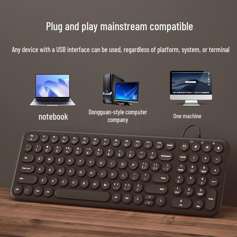 BOW Silent Wireless Keyboard & Wired Mouse Set, Bluetooth Compatible for Women's Office Use, Laptop & Desktop