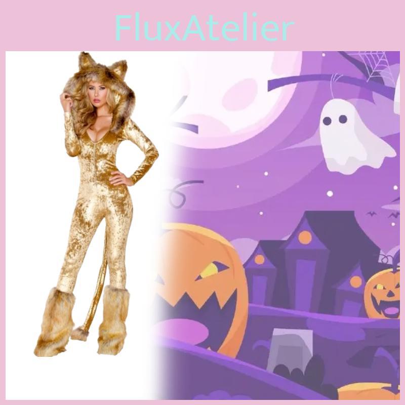 Plush Golden Gold Lion Black Bear Costume Halloween Animal Cosplay Clothing