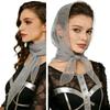 80cm Glitter Rhinestone Square Scarf, Sparkly Mesh Head Wrap for Women