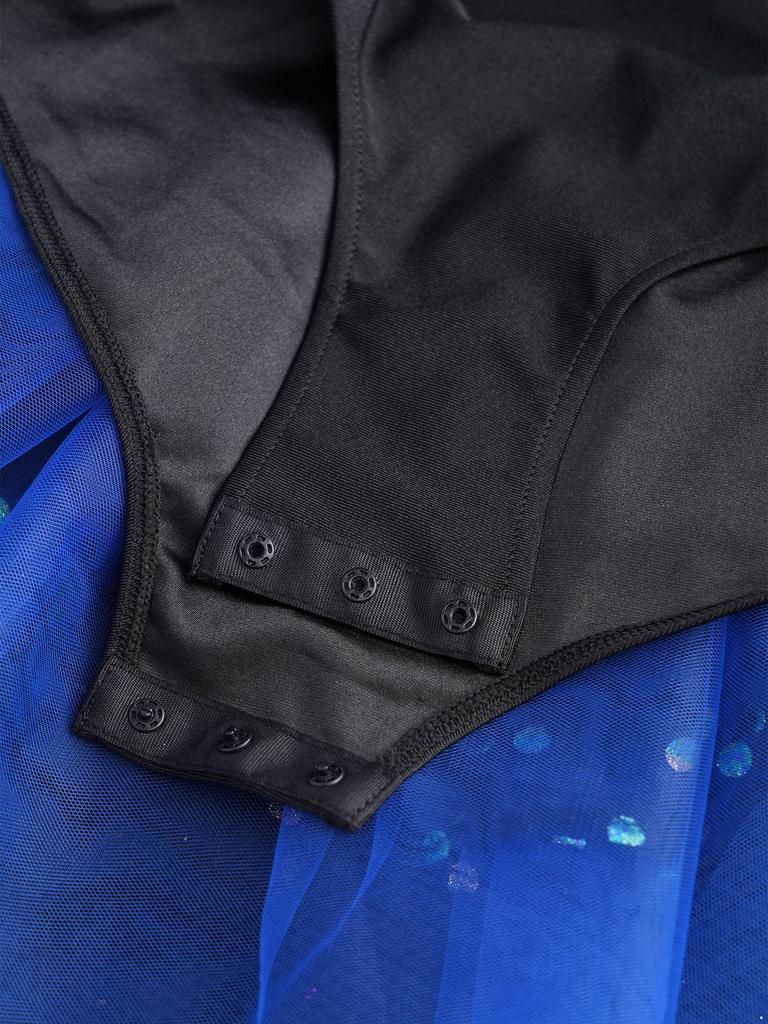 Sparkling Metallic Tutu Dress for Kids Girls: Sheer Mesh Patchwork Bodice with Tulle Skirt & Headpiece for Competition & Recital