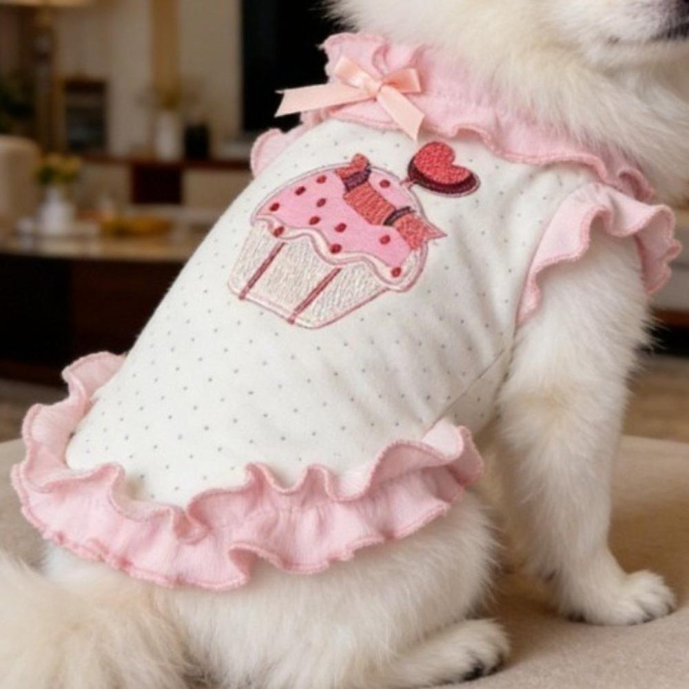 

Breathable Pet Dress Shirt Ruffles Design Pet Princess Dress Cat Clothing Dog Sundress Daily Wear XL