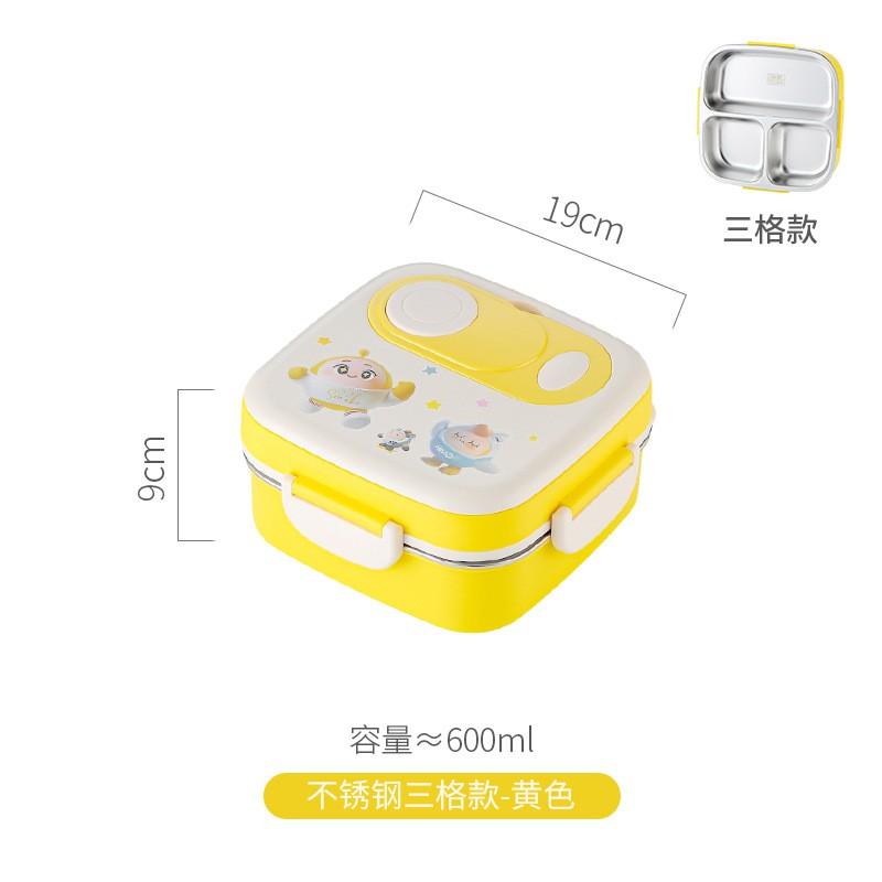 Cute Cartoon Divided Lunch Box Kids Students Microwave Safe Leakproof Food Container Bento Style