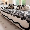 Butterfly Printed Thick Rabbit Plush Sofa Cushion Irregular Non-Slip Sofa Cover for Winter Warm Dustproof Furniture Protector