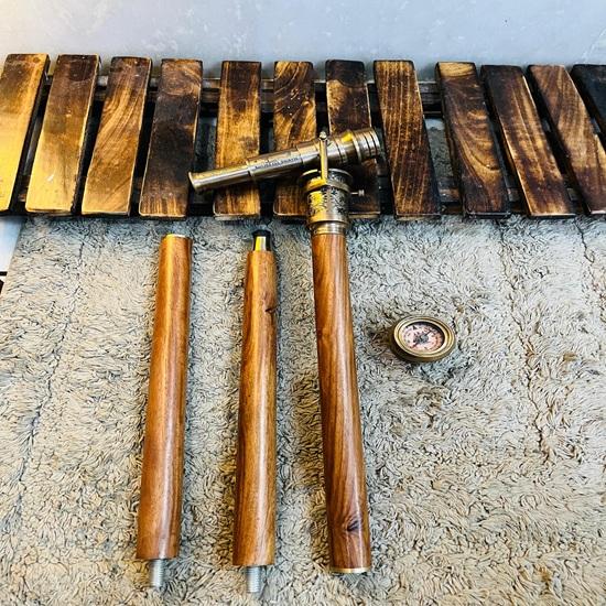 Brass Telescope Walking Stick: Rosewood Cane, 93.98 cm