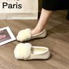 Winter New Flat Beaded Plush Cotton Shoes Women Casual Soft Sole Warm Snow Boots Retro Mary Jane Shoes Non-slip Loafers Sneakers