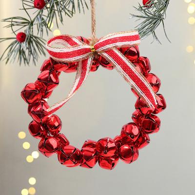 Yousheng Jingle Bell Wreath Ornaments Small 8 Inch Christmas Crisp Sound Bells Wreath Holiday Crafts for Christmas Tree Party Decoration