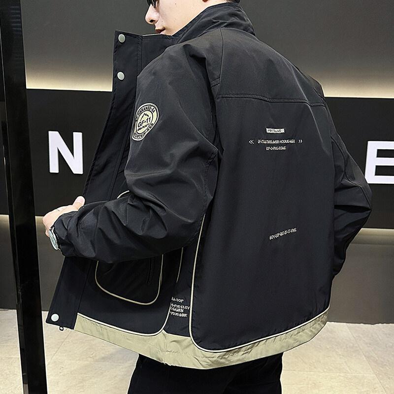Spring and Autumn Men's New Stand-Link Jacket Jacket Youth Trendy All-Match Fashion Jacket Casual Loose Top