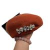 Japanese Irregular Wool Beret Light Luxury Rhinestone Three-Dimensional Bud Hat Temperament Painter Hat