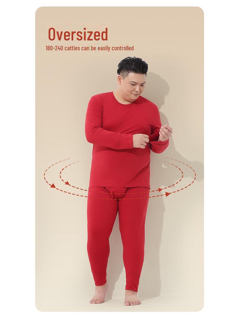 Men's Red Thermal Underwear Set - Cotton Modal Blend for Autumn/Winter