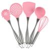 1/5Pcs Silicone Cooking Utensils with Stainless Steel Handle - Turner Soup Spoon Pasta Server Whisk, Kitchen Tools