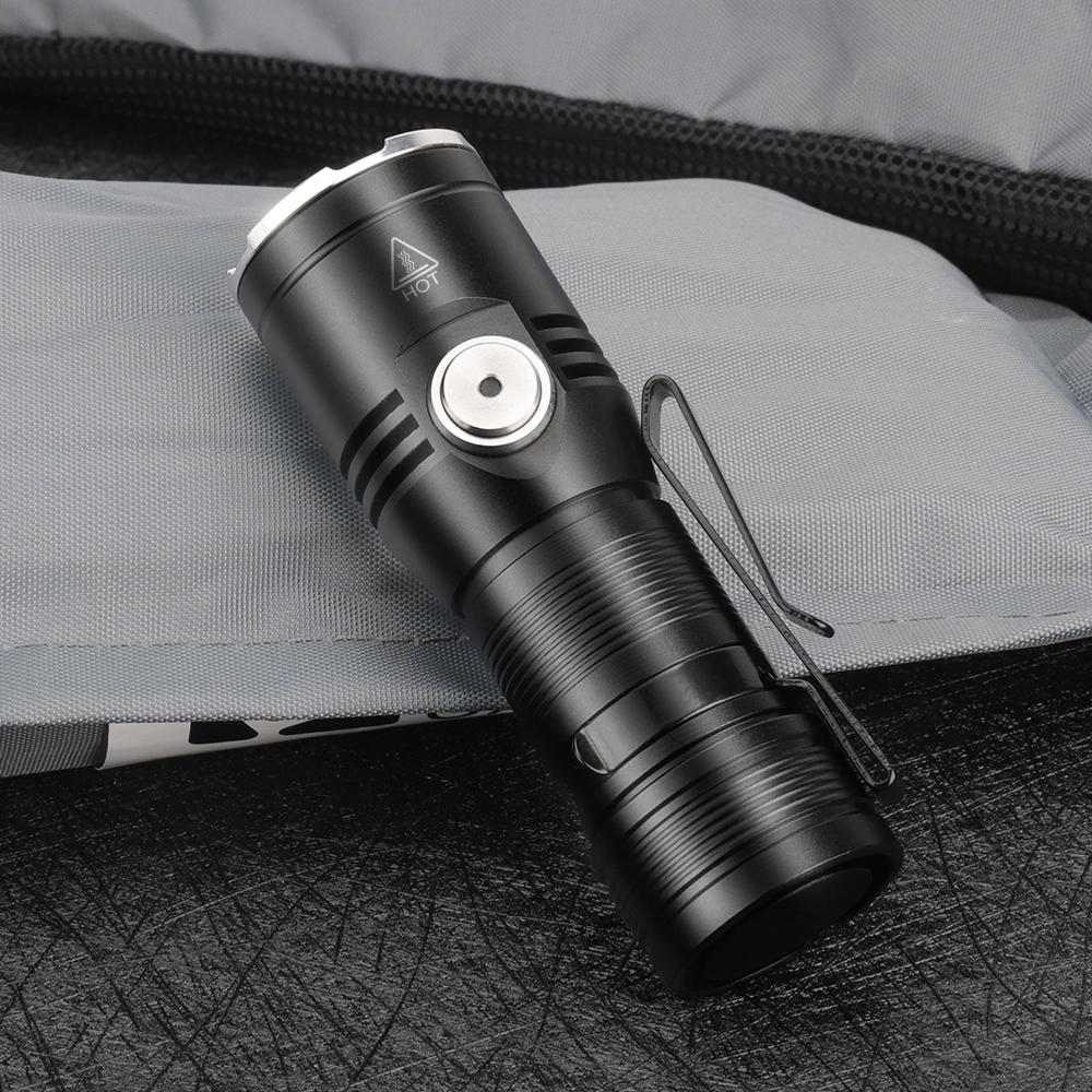 BORUiT LED Flashlight Built-in Battery USB-C Rechargeable Lamp Waterproof Work Fishing Torch Camping Hunting Head Lamp Tiki