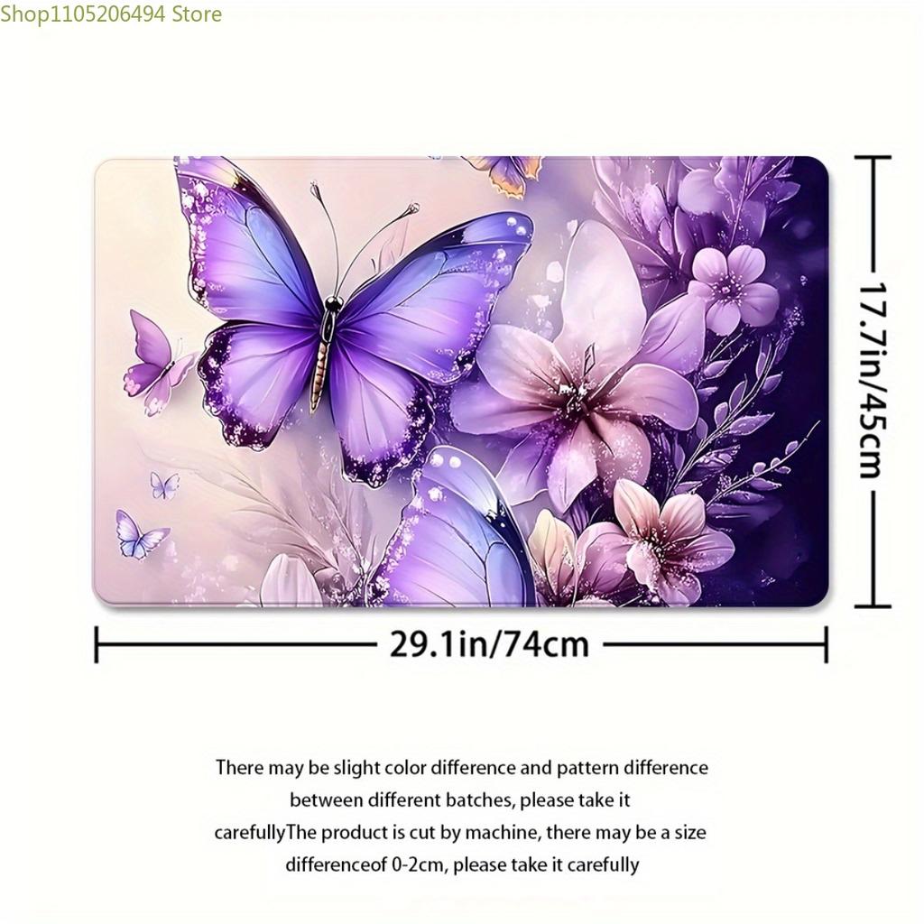 1/3/4pcs, Transform Your Bathroom with Purple Butterfly 2D FLAT Shower Curtain and Matching Rug Set - Elegant Floral Design fo