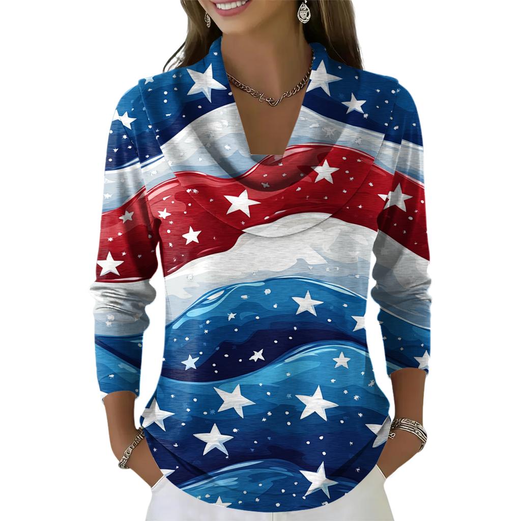 Women's Casual And Fashionable Round Neck Long Sleeved Printed Top Sweater