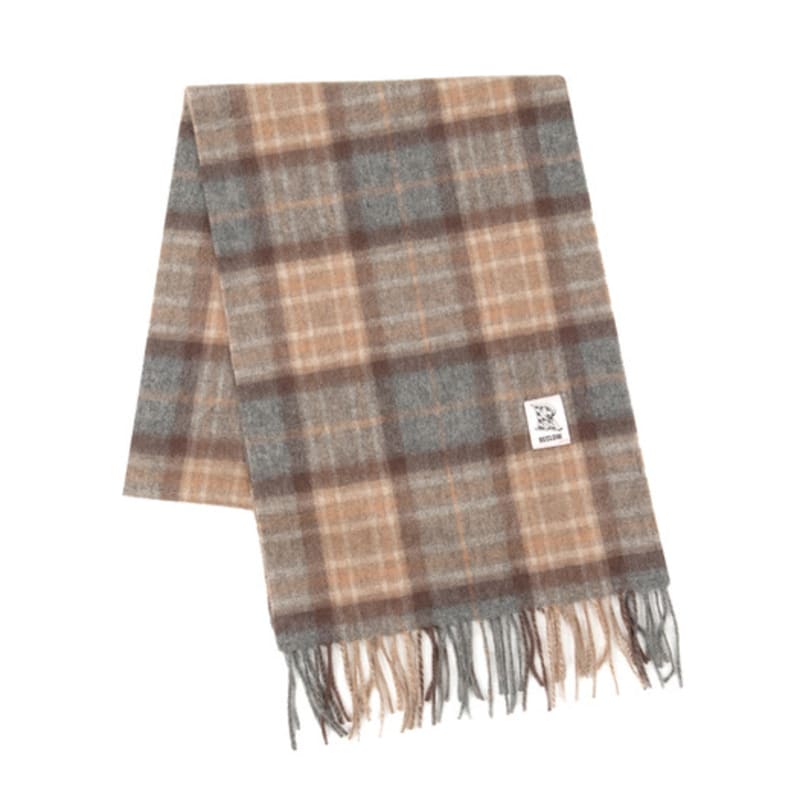 RECLOW RECLOW LAND 100% Cashmere Tartan Check Muffler Brown