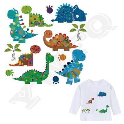Simpatici adesivi con motivo dinosauro a trasferimento termico, accessori fai da te non tossici su magliette e toppe Leavel