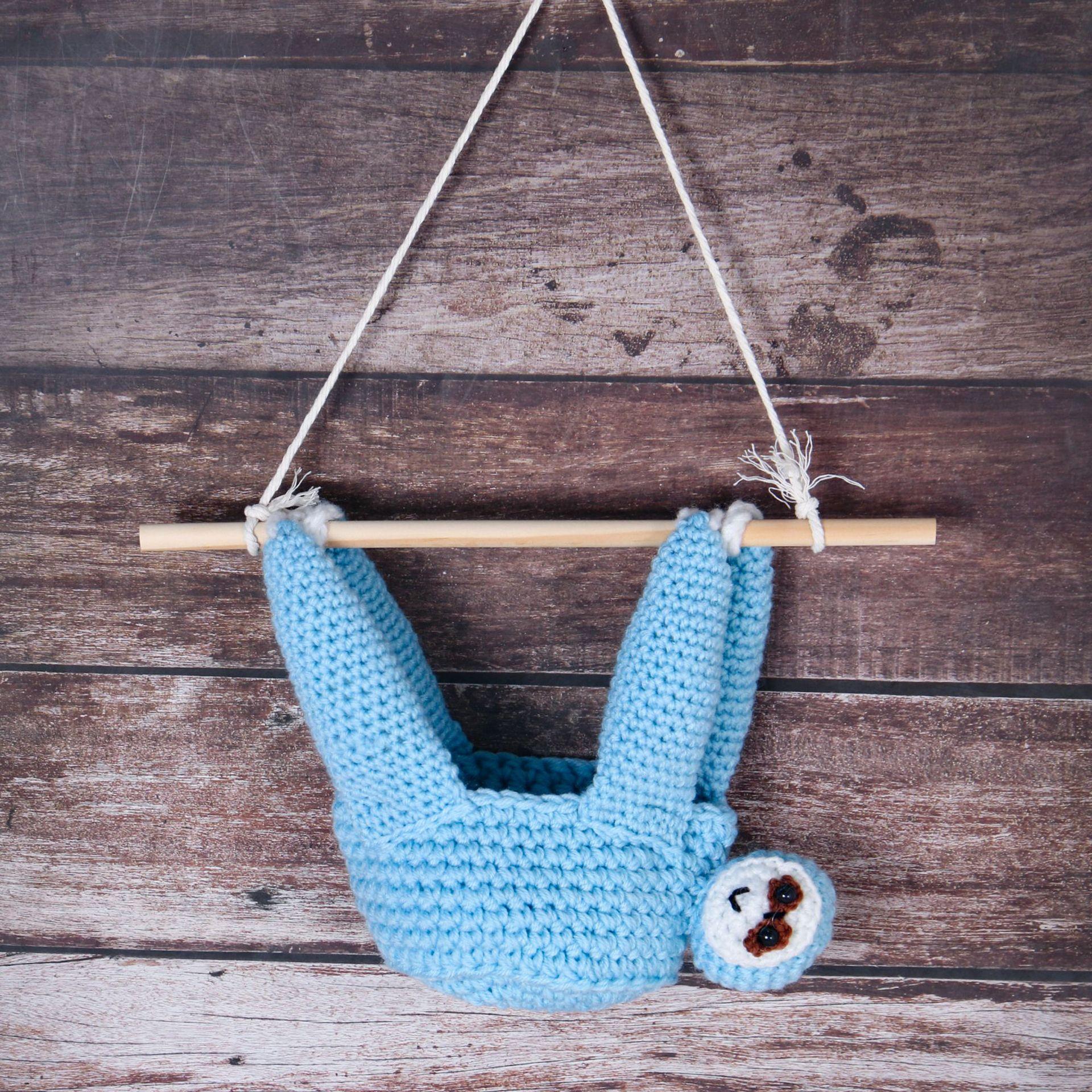 

Tree Lazy Bear Pendant Handmade Knitted Succulent Flower Pot Balcony Office Desk Hanging Ornament Polyester Material синій