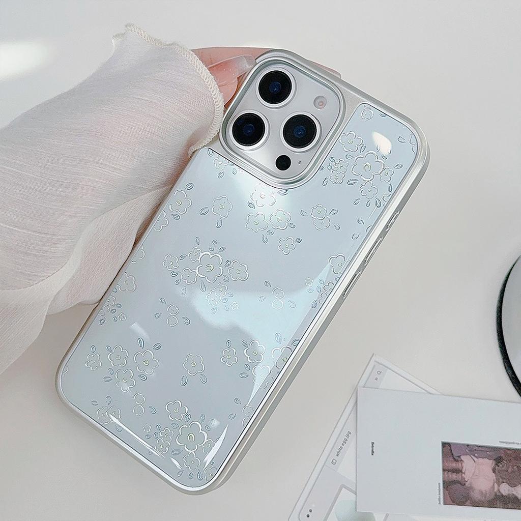 Gilded Ins Fresh Flower Apple 16pro Max Mobile Phone Case Iphone15 Drop Glue 14 Suitable for Huawei Mate70
