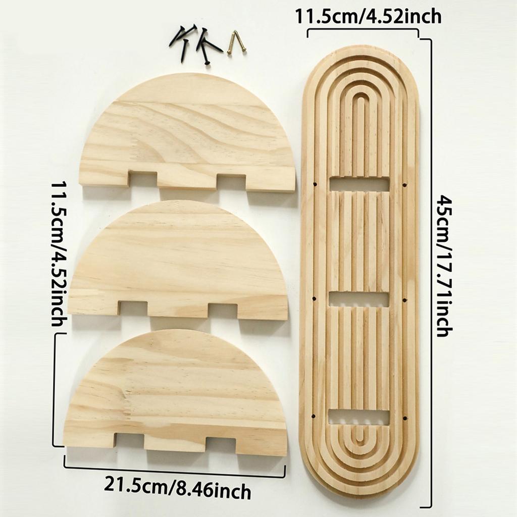 Arched Shape Wood Wall Shelf 3 Tiered Hanging Rack For Indoor Plant Decorative Display Organizers Easy Installation