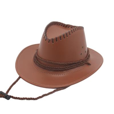 Krempe Western Imitatleder Cowboyhut Windschutzseil Prärie Reiten Herren und Damen tragen Jazz Ritterhut