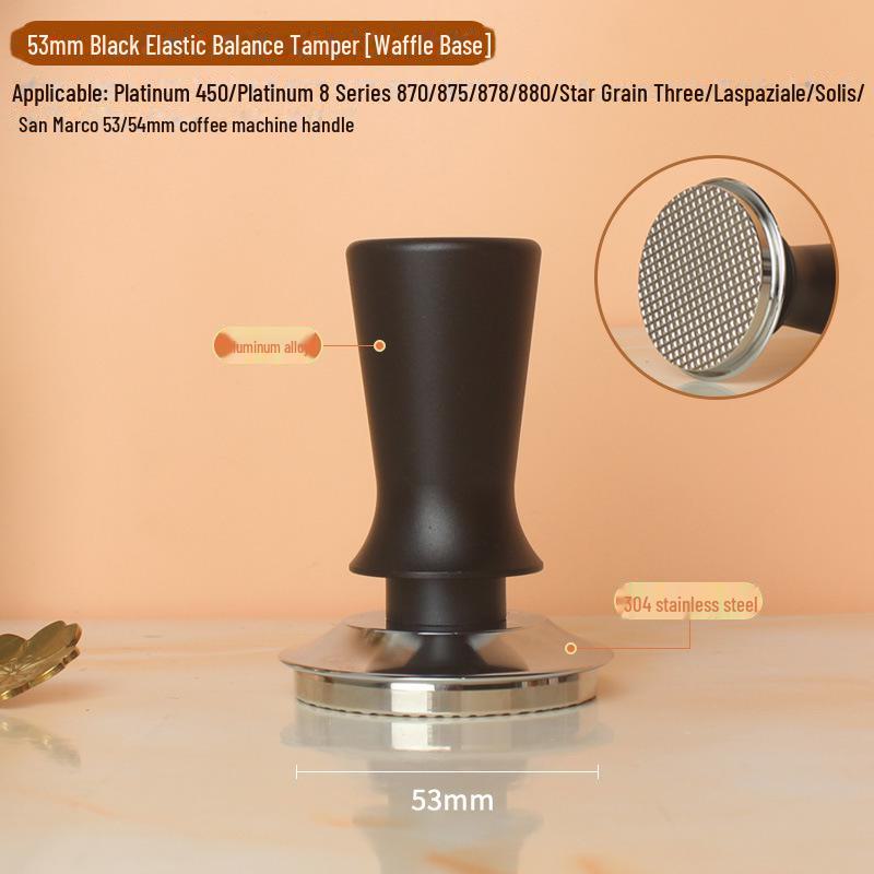 Balanserat elastiskt handtag Kaffe-tamper i rostfritt stål (51/53/58mm)