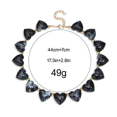 New Leopard Acrylic Heart Shape Beaded Choker Necklace for Women Trendy Retro Resin Clavicle Collar Valentine's Day Jewelry Gift