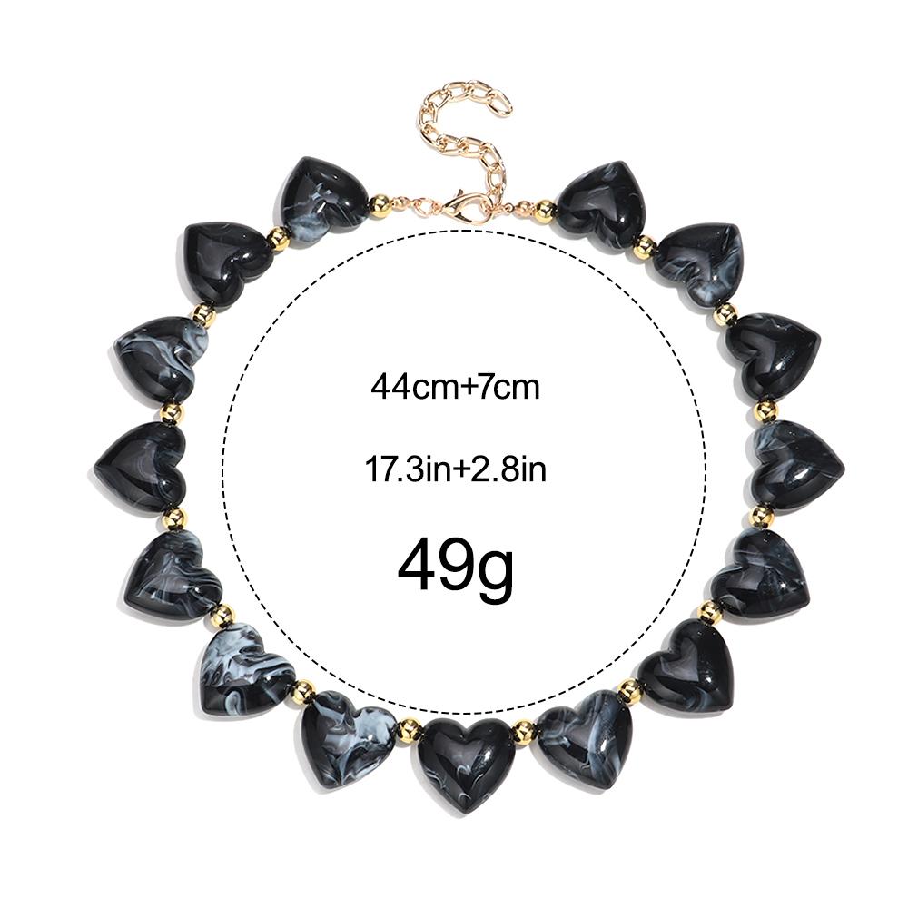 New Trendy Multicolor Resin Heart Beads Chain Necklaces for Women Minimalist Handmade Acrylic Love Choker Party Jewelry Gift
