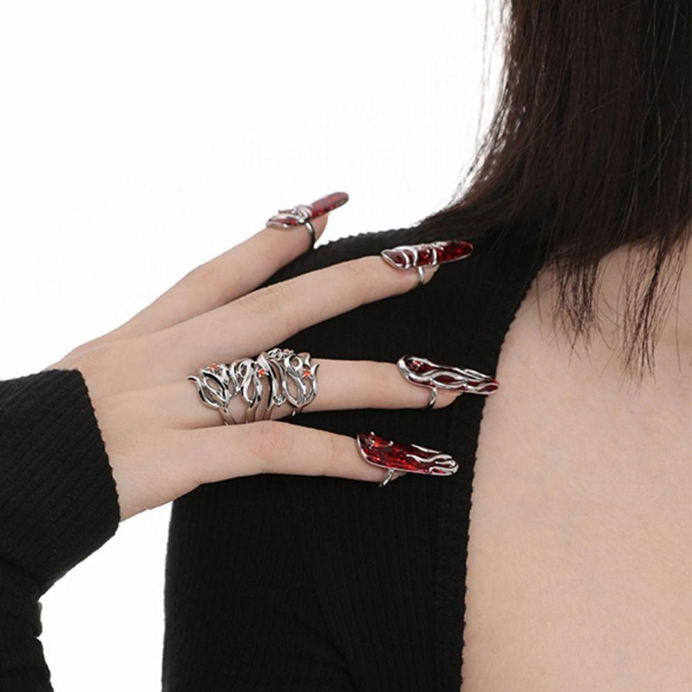 Valentine's Day Gift Finger Cot Zinc Zinc Alloy Nail Art Ring Women Jewelry Accessories Fairy Ring Nail Ring