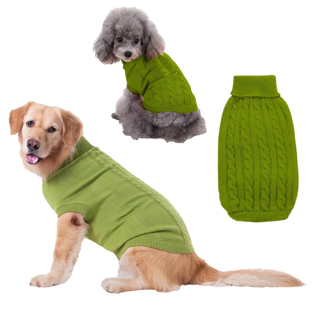 Farbenfroher Zopfstrick-Rollkragenpullover für Hunde, und Winter.