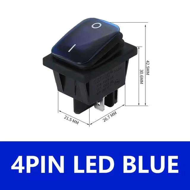 2Pcs 12V 220V Waterproof Rocker Switch KCD4 16A 4Pin ON/OFF Seal Switch Car Boat Button Switches with LED Light