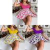 Urban Style Sleeveless Polyester Collage Womens Summer Dress With Pleated Skirt For Casual Wear