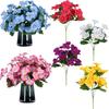 5 Forks Begonia Artificial Flower Multicolor Silk Petals Simulation Flower Bouquet Green Leaves Photo Props Faux Flower