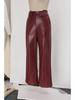 High Waist PU Leather Flare Pants with Waist-cinching & Pockets - 2025 Fashion