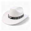 New Western Cowboy Hat Cow Head Belt Accessories Cowboy Hat Versatile Solid Color One-word Retro Cowboy Hat