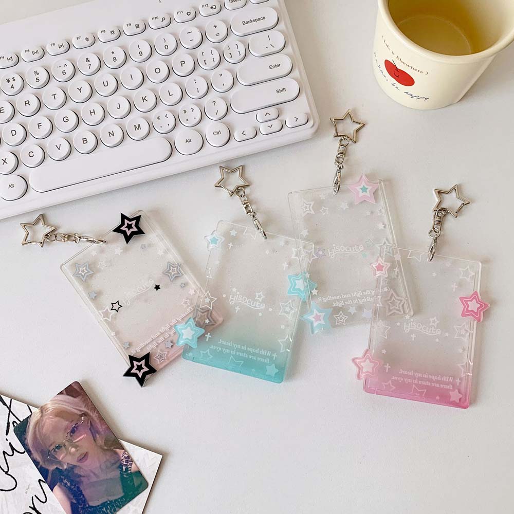 With Keychain Student Card Cover Transparent Star ID Card Holders  Idol Card