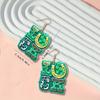 New St. Parker's Day Horseshoe Cow Pattern Green Lucky Grass Magic Hat Earrings Acrylic Earrings