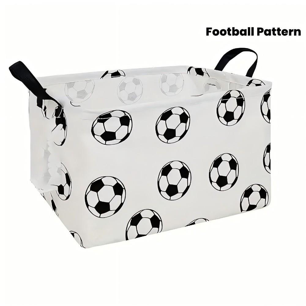 Collapsible Laundry Basket With Handles Large Capacity Dirty Clothes Basket Foldable Football Print Storage Bucket Laundry Room