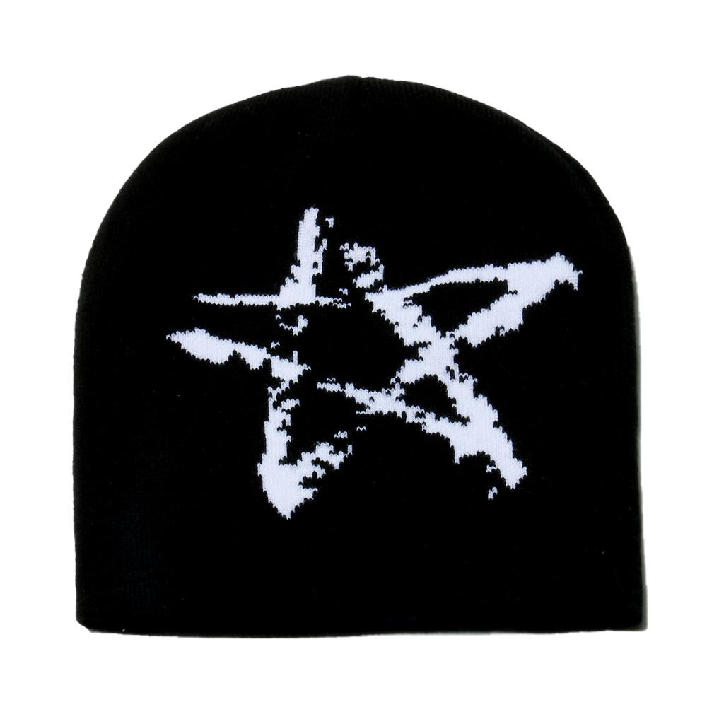 Knitted hat winter new five-pointed star jacquard wool hat outdoor warm cycling ear hat men's and women's winter hat