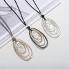 Sweater Chain Stylish Simple Geometric Oval Pendant Women'S Multi-Level Long Necklace