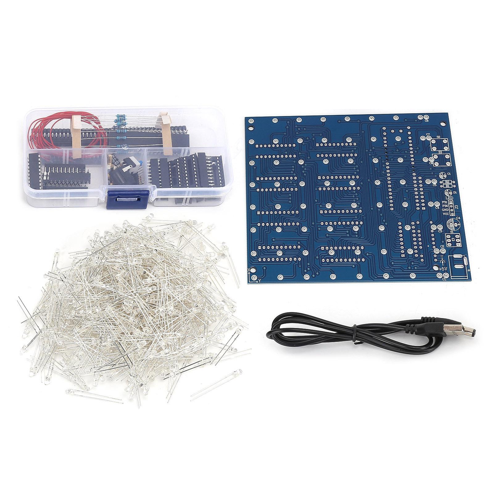 

8x8x8 3D LED DIY Куб Комплект света Квадрат Белый Светодиод синий Луч