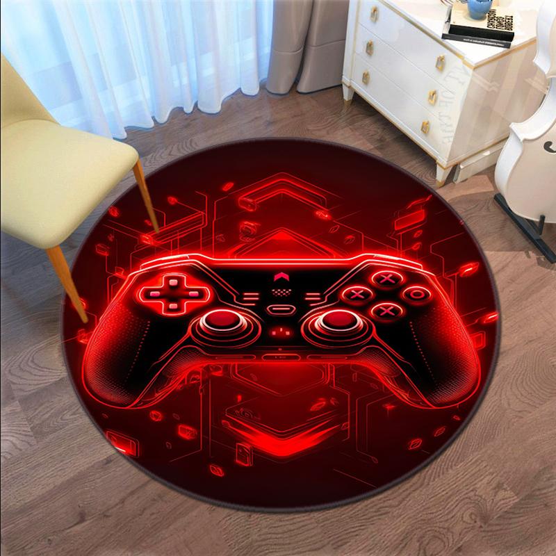 1Pc Game Theme Printed Circular Carpet, Home Door Mat, Outdoor Travel Protection Carpet A7