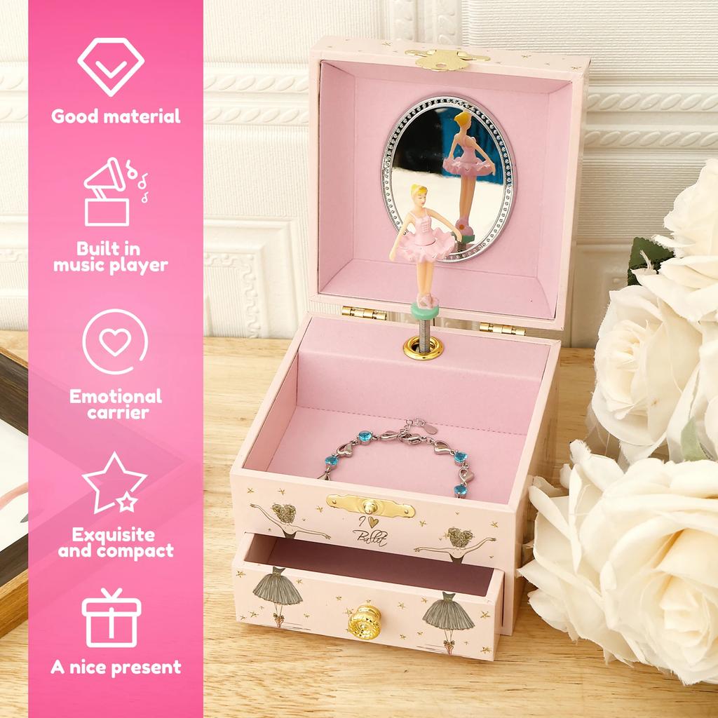 Schmuckaufbewahrungsbox 4 Zoll Ballerina Schwanensee Spieluhr Mädchen Geschenk Organisieren Halskette Armband Heimdeko Kind Spieluhr