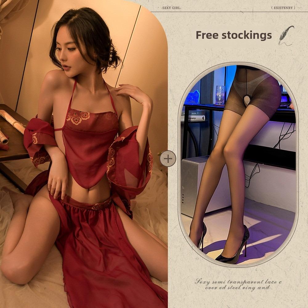 Sexy Lingerie Sexy Ancient Hanfu Republic of China Style Embroidered Pajamas Hot Uniform Seduction Suit