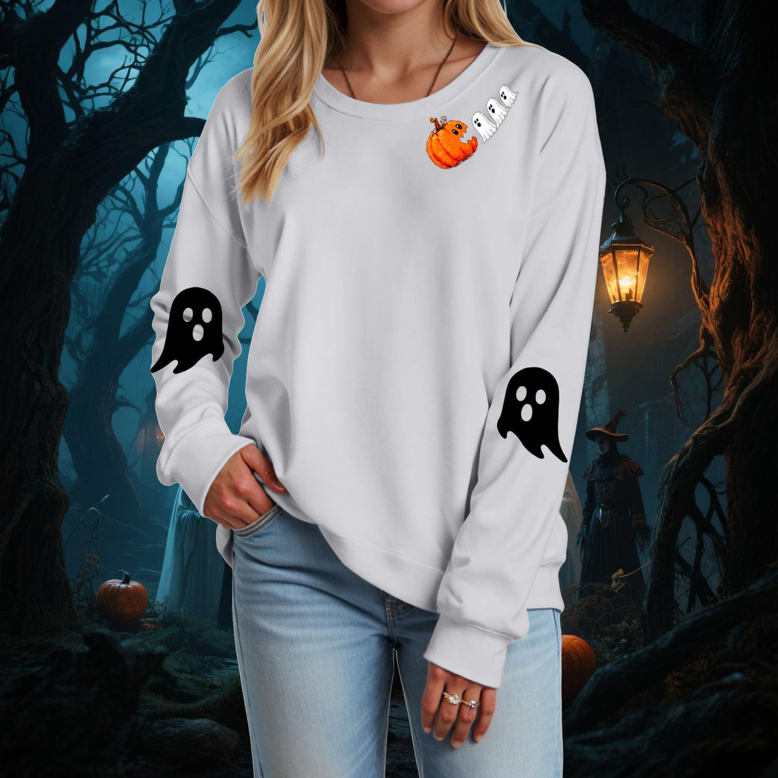 

Women s Fashion Casual Round Neck Long Sleeve Print T-shirt Top M