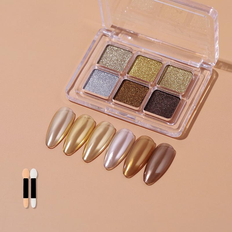 6 Colors Mirror Aurora Solid Nail Glitter Shine Nail Art Decorations Nail Charm Nail Decorations Nail Accessories