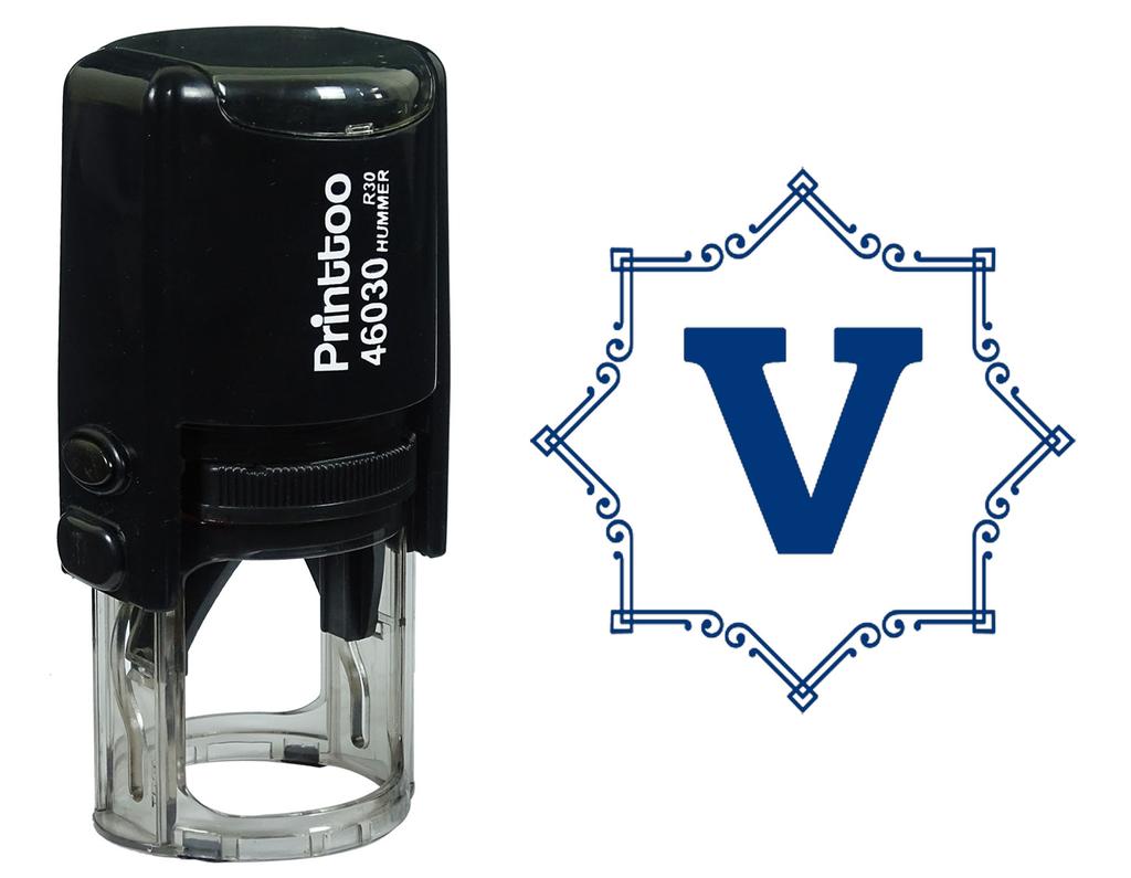 Printtoo Octagon Celtic Swirl Frame Alphabet V Monogram Self Inking Rubber Stamp Office