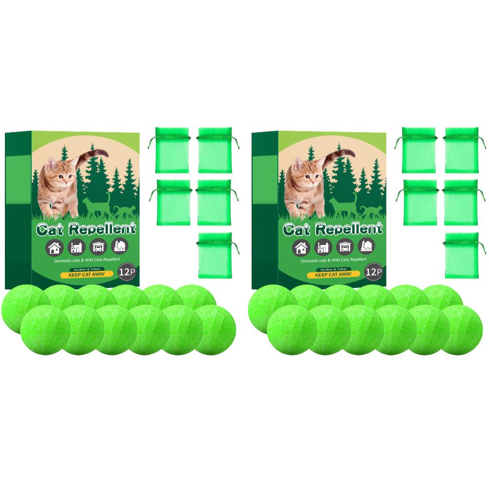 12/24Pcs Cat Repellent Ball Natural Peppermint Oil Cat Deterrent To Keep Feral Cats Stray Dogs Out of Yard Lawn Outdoor Garden