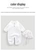 Hooded Baby Summer Romper: Double Layer Gauze, 100% Cotton, Solid Color, Breathable and Sweat-Absorbent - Ideal for Crawling and Casual Wear