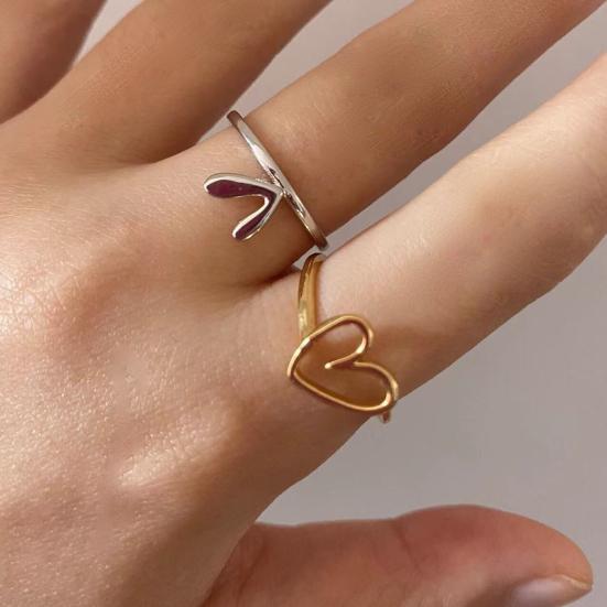 1 Set Women Ring with Greeting Card Irregular Personality Mother's Day Gift Hollow Love